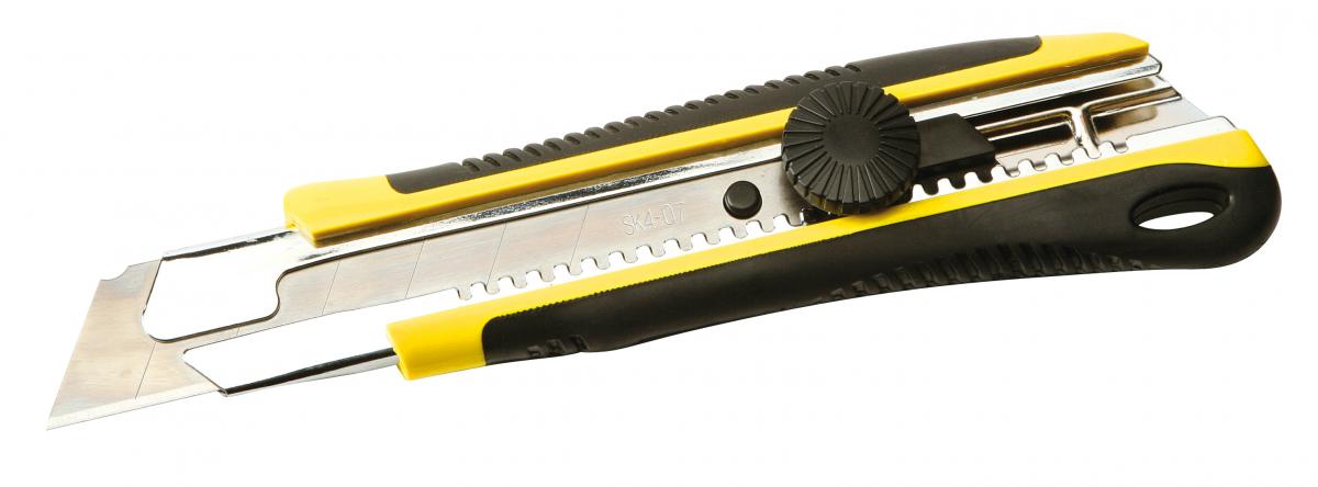 Cúter con mango antideslizante, cutter profesional, cuchilla de acero de 18  mm, bloqueo de seguridad, carcasa de plástico, forma