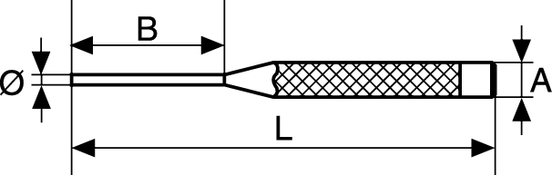 Botador cilíndrico largo cromo vanadio moleteado